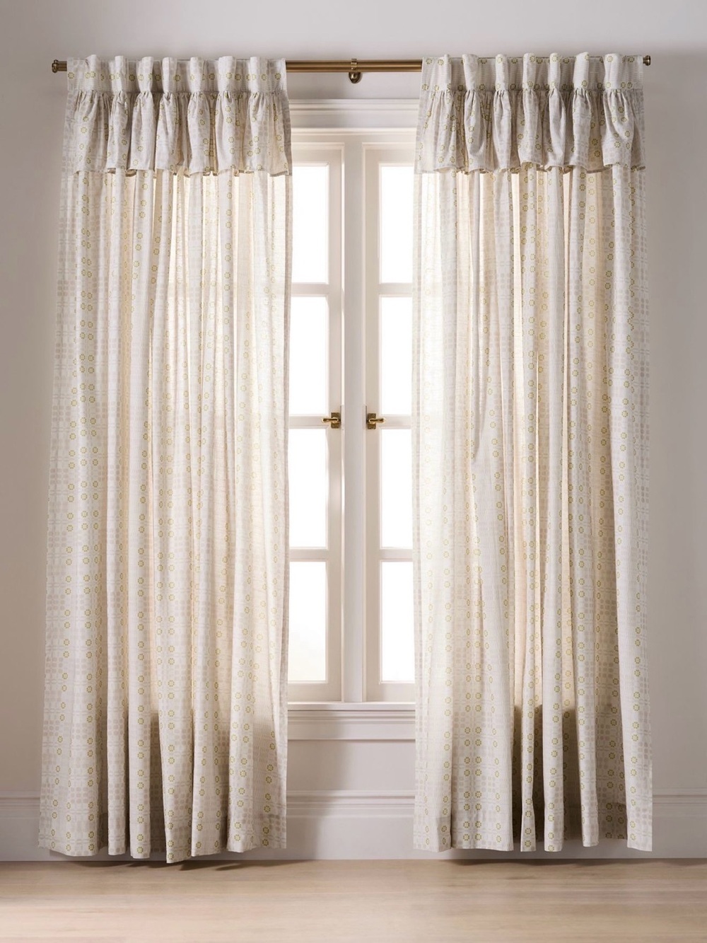 Anthropologie Vera cotton printed valance curtain panel neutral pattern 96 x 50
